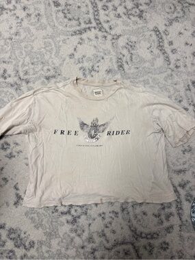 rebels Cream Graphic 'Free Rider' Crop Top